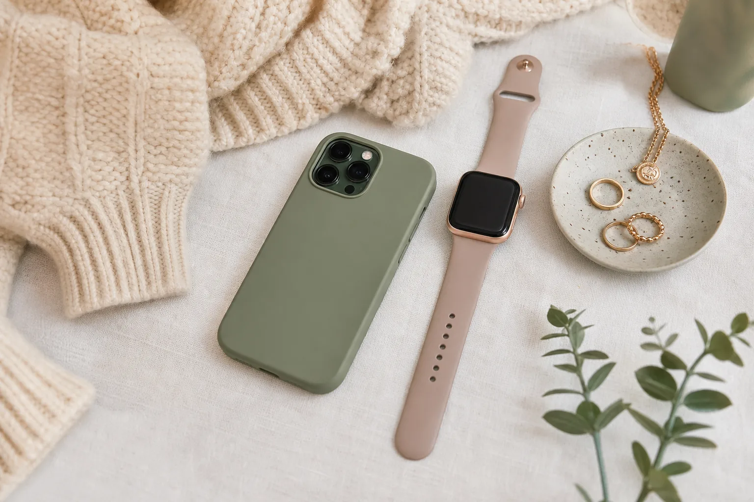 Lifestyle scene illustrating matching cases and watch bands without looking overdone